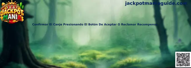 Guía visual para confirmar el canje de un código y reclamar una recompensa en Jackpot Mania